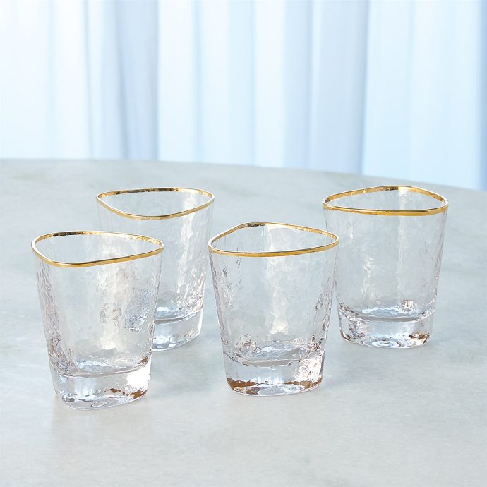 s_4_hemmered_water_glasses_clear_w_gold_rim