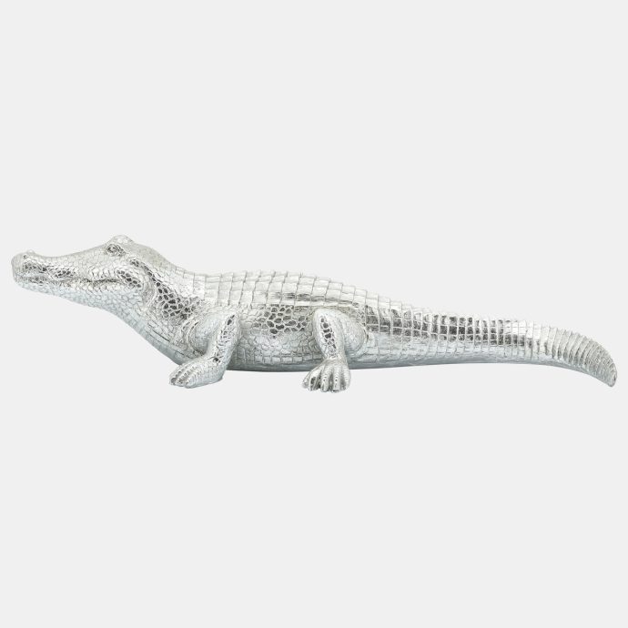 polyresin_crocodile_figurine_silver_parnian_furniture
